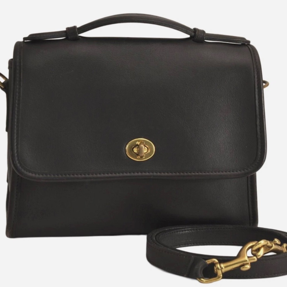 Vintage Coach Leather Court Bag/Satchel Handbag/Shoulder Bag/Purse